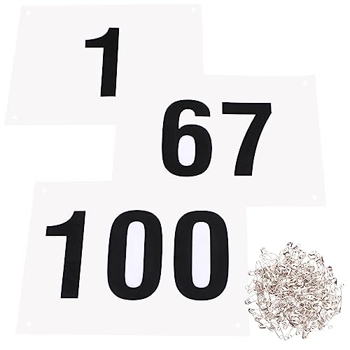 Azarxis Running Bib Competitor Numbers with Safety Pins, Tyvek Tearproof Waterproof 4"x7" / 6"x7.5" for Marathon Races Events - color: #02 [6"x7.5"] Numbers 001-100