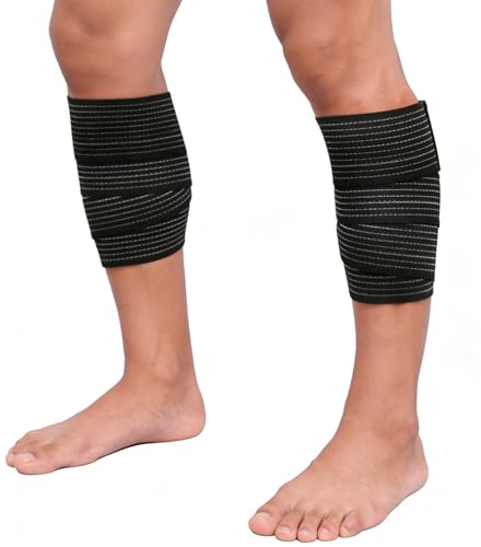 SUJAYU Calf Compression Sleeve Elastic Bandage Wrap, 2 Pack Leg Compression Shin Splint Compression Sleeve Shin Splint Relief, Leg Wraps Calf Compression Sleeve Women Men