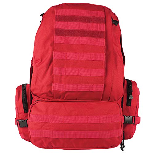 FOX OUTDOOR PRODUCTS Advanced 3-Day Combat Pack | 69L Tactical Backpack w/Dual Hydration Ports, Compression Straps & Storage - color: Red