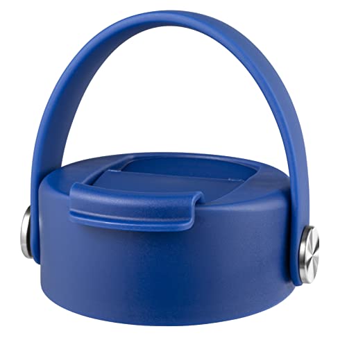 FLORAPELL Lid Compatible with Hydro Flask 12 16 18 20 32 40 OZ Wide Mouth, Flip Lid Replacement Lids with Flex Strap Handle, Leak-Proof Flask Cap for Hydro Flask Coffee Mug - color: Cobalt