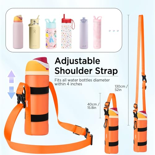 EasyAcc Water Bottle Holder Strap Sling, for Owala FreeSip 24 32 40 oz, Hydro Flask, Cirkul, Yeti, Stanley Flip, Universal Water Bottles, with Carabiner, for Walking Curise Travel (Bottle Excluded) - color: Citrus