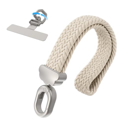 Stretchy Phone Wrist Strap, with 360° Rotatable Metal Tab - color: Stone