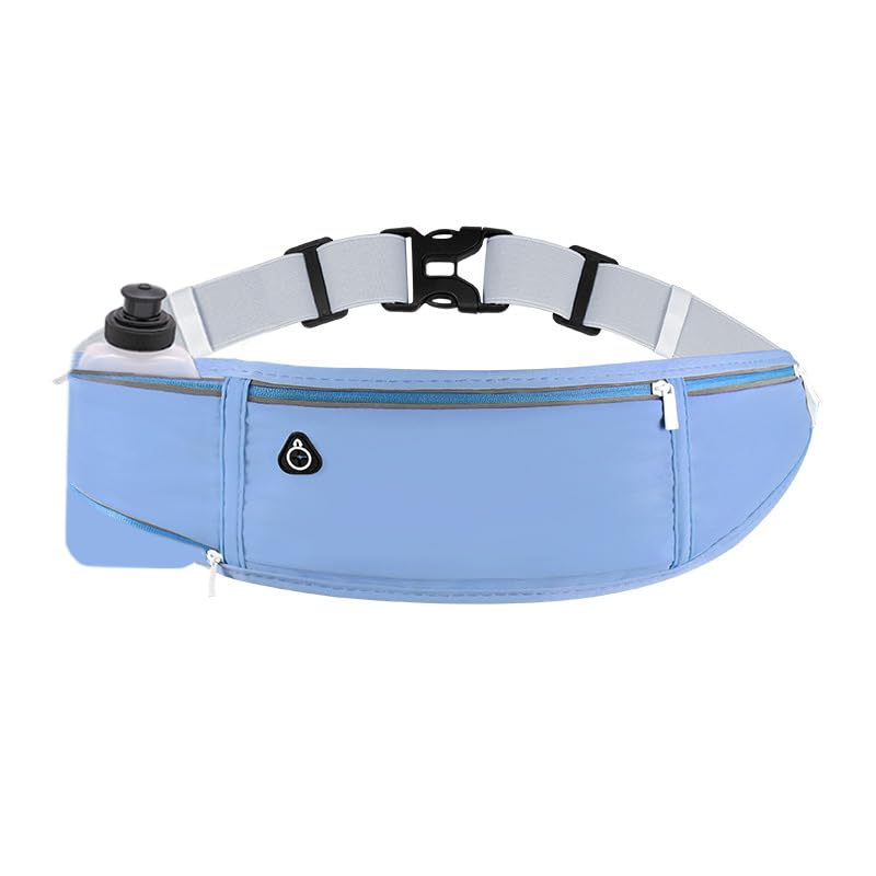 Running Belt with Water Bottle Holder, Large Fanny Pack for Men Women Girls Boys Kids Phone Carry Pouch,Flat Slim Waist Bag Fit Hydration Hiking Runner Walking Workout Gym Sport Travel - color: 03-Blue