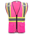 High Visibility Reflective Safety Vest with Zipper and Pockets Pink,L - color: Pink, size: Large