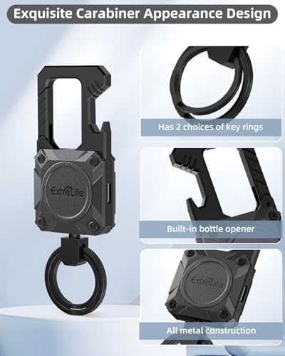 ExtreLife Keychain, Works with Apple Find My, Bottle Opener, Carabiner Car Key Chains with Gps Tracker - color: Space Gray