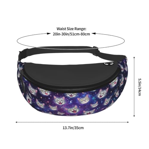 Dujiea Fanny Pack, Silver Tabby Cat Heads Waist Bag With Headphone Hole Belt Bag Adjustable Sling Pocket Fashion Hip Bum Bag For Women Men Kids Outdoors Casual Travelling Hiking Cycling - color: Silver Tabby Cat Heads