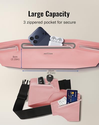 Running Belt for Women & Men-Ultra Light Slim Running Belts - color: Pink