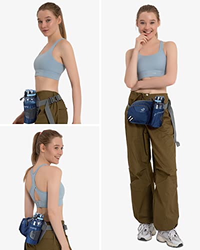 WATERFLY Fanny Pack Waist Bag: Waist Pack for Women Men with Water Bottle Holder Hiking Fanny Pack for Running Walking DogWalking Travel Cycling - color: Sapphire Blue