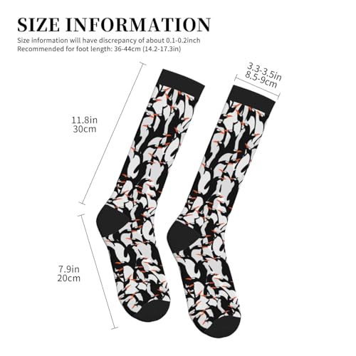 Avocado Compression Socks Women Men Knee High Stock for Running Work Support Nurses Travel - color: Penguin