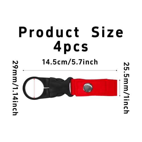 pson 4Pcs 1.37 Inch Portable Water Bottle Clip Holder, Hanging Bottle Buckle Keychain Ring for Outdoor Camping Hiking Travel(Red) - color: Red