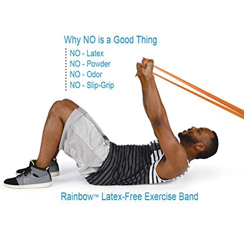 Pack of 5 Latex-Free Norco Rainbow Resistance Bands Set. Multi-Pack Includes Levels 1-5 (Light - Super Heavy). No Powder, No Odor. 5 Ft. Single Lengths Physical Therapy, Gym, Home Exercise Routine.