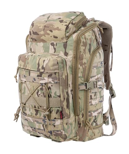 35L Tactical Backpack Military Rucksack MOLLE Quick-Access Flap EDC Pack for Hiking Camping Travel Work Bugout Emergency - color: At Camo