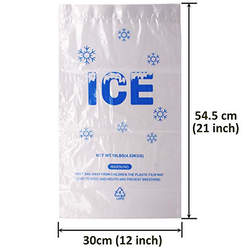 200 PACK 10 lb. Drawstring Ice Bags 12 x 21 Inch Heavy-Duty - style: 12x21inch(200pack)
