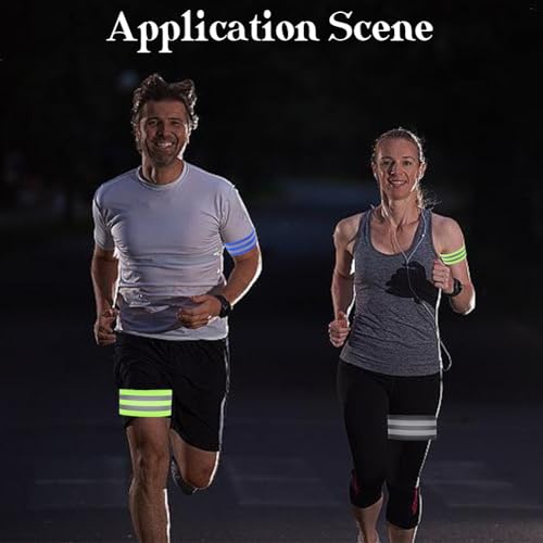 CREATCABIN 4 Pack Reflective Arm Strap Green Event Wristbands Green Yellow Polyester Reflectors Night Light High Visibility H - color: Mixed Color
