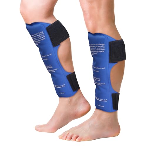 Shin Splint Ice Packs (XL Set of 2) Reusable Hot and Cold Therapy Wrap | Leg or Calf Pain Relief | Advanced Soft Gel Technology | Freezable and Microwavable | Running Injuries & Recovery - style: Shin XL