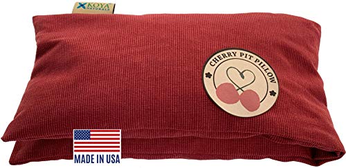 KOYA Naturals Neck Heating Pad Microwavable - Cherry Pit/Stone/Seed Pillow Heat Pack for Neck, Muscles, Joints, Stomach Pain, Menstrual Cramps - Warm Compress Wrap - Moist Heat Therapy (Henna Red)