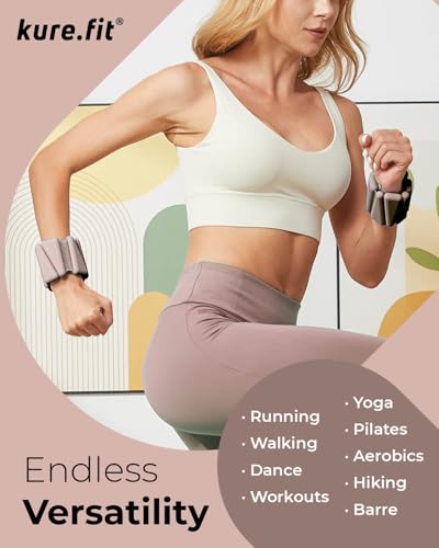 Pilates Wrist & Ankle Weights | Adjustable Weighted Bangles | 1/2/3LB Each - color: Taupe, size: 1 LB