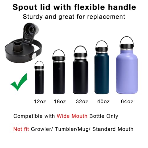 Spout Lid Replacement Fits Hydroflask Wide Mouth Wate Bottle 32oz 40oz 64oz - color: Black (1 pcs)