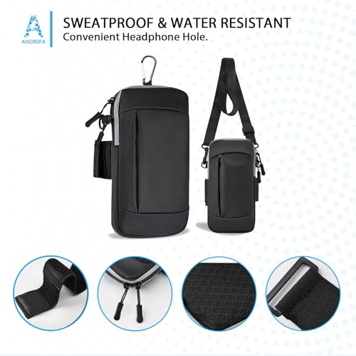 Phone Holder Arm Bands for Running Armband Small Crossbody Bags for Women Kids,iPhone 15 14 13 12 11 Pro Max Xs Xr X 6 7 8 Plus SE Mini Galaxy Ultra Edge S24 S23 Note - color: Black with Crossbody Bag&Hook