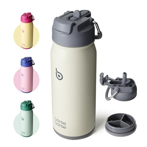 BOTTLE BOTTLE 16 oz Sports Water Bottle with Pills Holder Gray - color: gray