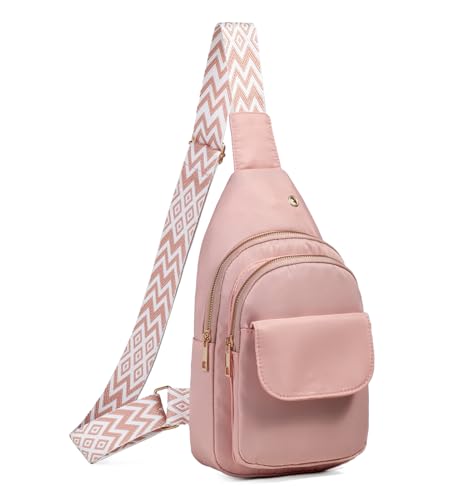 AOSTIHOT Crossbody Sling Bag Small Sling Backpack for Women, Chest Daypack Crossbody Shoulder for Travel Sport Running Hiking - color: M Pink