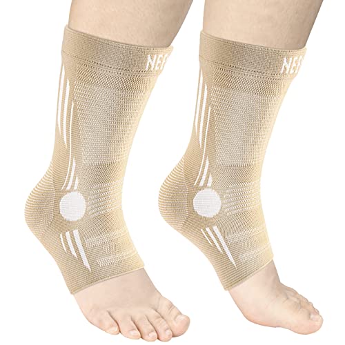 NEENCA Foot & Ankle Brace Socks for Sprained-Ankle Compression Sleeves Set - color: Copper, size: Large
