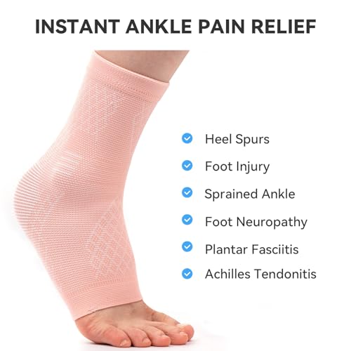 INDEEMAX 2 Pack Ankle Brace & Ankle Compression Sleeve for Women Men - color: Pink, size: X-Large