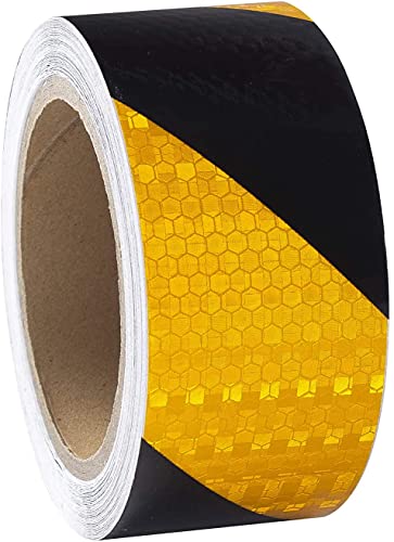 Reflective Tape, Waterproof Self Adhesive Dot Safety Reflector - color: Black Yellow, size: 2 Inch x 65 Feet
