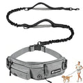 Hands Free Dog Leash with Waist Pack Bungee for Running Gray - color: Gray