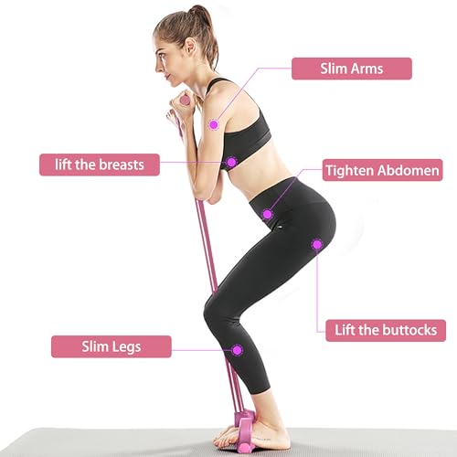 Multi-Function Tension Rope Band & Pedal Puller Resistance Band, 6-Tube Elastic Yoga Pedal Puller Resistance Band, for Abdomen/Waist/Arm/Leg Stretching Slimming Training - color: Pink-8 tube