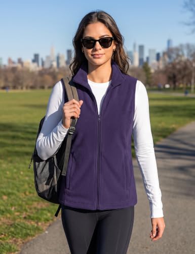 TACVASEN Women's Fleece Vest Outerwear Lightweight Sleeveless Zip Up Jacket - color: Deeppurple, size: X-Large
