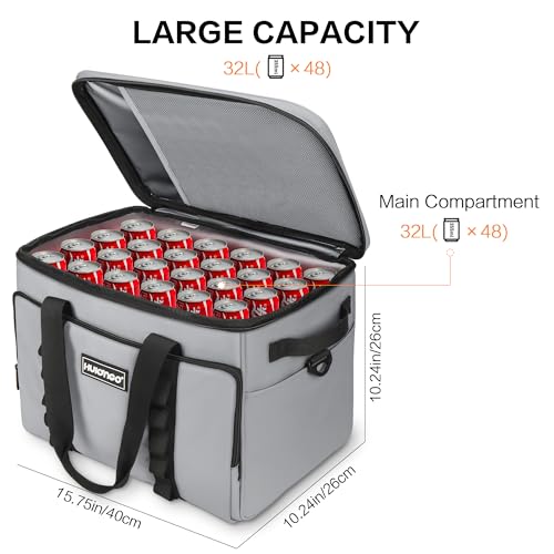 Hulongo Soft Sided Insulated Cooler Bag, 32L - color: gray