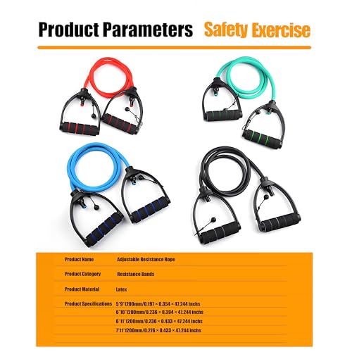 Resistance Bands with Handles, Exercise Bands - Perfect Stretch Rope for Home Workouts, Ideal for Fitness Enthusiasts & Home Gym - color: Red 2.0