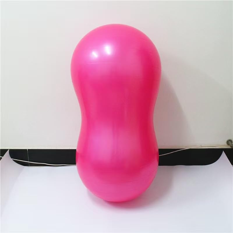Yoga Ball, Exercise Pilates Peanut Ball, Fitness Balance Balls with Inflation Pump, Muscle Training,Birthing, Used in Hotels, Home, Yoga Studios/Pink