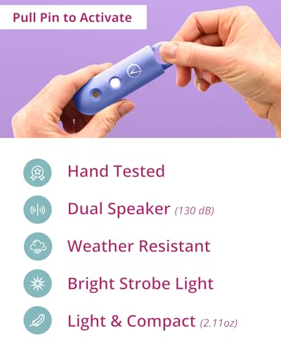 Vantamo Personal Alarm for Self Defense with Low Battery Notice, Strobe Light & Extra Loud 130 dB Double Speakers Safety Keychain Set for Women, Rechargeable Panic Button for Womens Self Defense - color: Metallic Sapphire