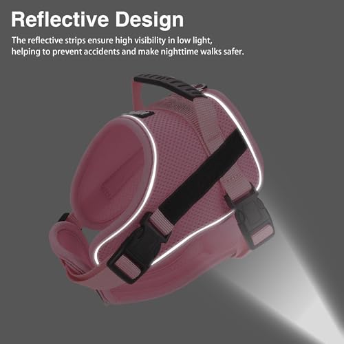AIITLE No-Pull Dog Harness Reflective Mesh Vest Adjustable, Pink XS - color: Pink, size: XS