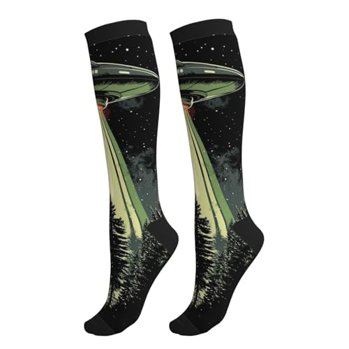 Compression Socks Knee High Circulation Support Socks For Women Men Athletic Running Hiking Travel - color: Spaceship