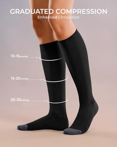 FITRELL 15-20mmHg Compression Socks for Women & Men 4 Pairs - color: Black*4, size: Small-Medium