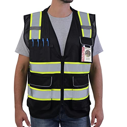 Neopelta Hi Vis Reflective Safety Vest for Men Women Black Mesh/Yellow M - color: Black / Yellow Trim, size: Medium