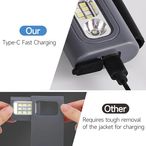 RAHAN Rechargeable Running Light, 2Pack Waterproof LED Clip-On Light for Runners with 6 Lighting Modes, Reflective Running Gear for Hiking, Running, Biking, Walking Dog, Car Repair, Emergency (Grey) - color: Grey-2