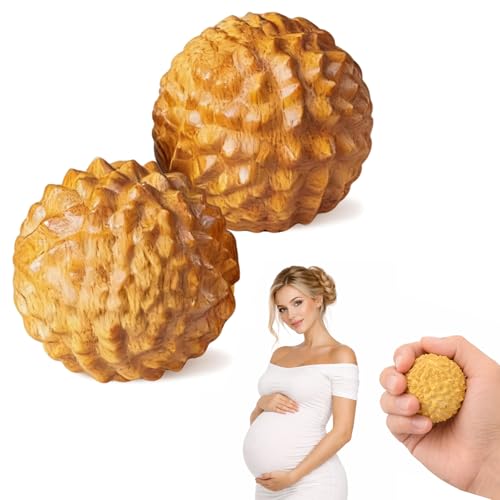 2pcs Wooden Massage Balls for Labor, Acupressure & Hand Massage