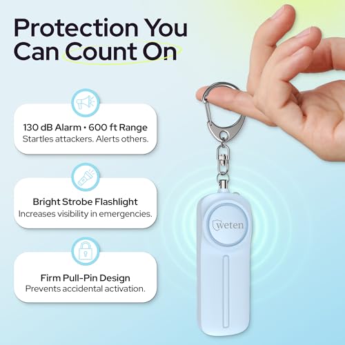 Personal Safety Alarm Keychain for Women, 130dB Panic Pin Siren, Blue - color: C - Blue