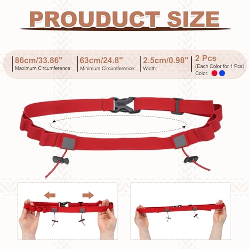 Bib Belt Race Belt Triathlon Running Number Holder 2Pcs Red/Blue - color: Red/Blue