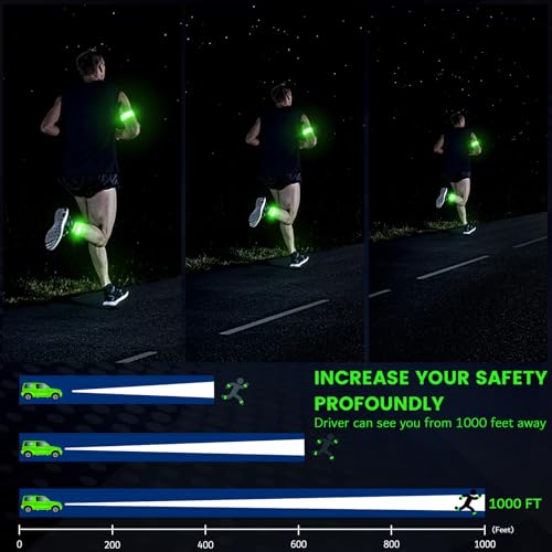 Fokia Kunbio Light Up LED Armband for Running Walking at Night,Reflective Arm Bands for Runners,Rechargeable Jogging Lights,High Visibility Night Running Safety Gear Adjustable Running Women Men Kids - color: Green