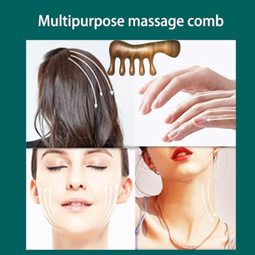 OULIGET Wood Gua Sha Massage Tools Set,Scraping Scalp Massage Comb,Natural Wooden Gua Sha Tool,Scraping Tool. (Handle Wooden Comb) - style: Handle Wooden Comb
