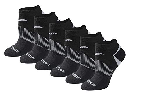 Saucony Women's RunDry Performance Selective Cushion Socks, Available in S-L (6, 12 Pairs) - color: Black Basic (6 Pairs), size: Medium
