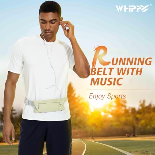 WHIPPY Slim Running Belt Fanny Pack for Women Men Elastic Runners Belt Waist Pouch Chest Bag Phone Holder Waist Pack for Running Hiking - color: 6-Light Yellow