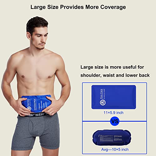 Koo-Care Gel Ice Pack for Injuries Reusable Flexible Cold Hot Therapy Compress for Head, Shoulder, Lower Back, Waist, Elbow, Knee, Ankle Pain Relief from Migraine, Post-Surgery 11x.5.9 Inch, 2 Pack - size: 11 x 5.9 Inch (Pack of 2)