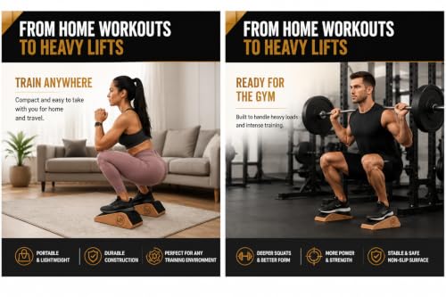 Squat Wedge Blocks (Set of 2) – Non-Slip Slant Boards for Lower Body Workouts Ankle and Calf Stretching - Yoga Blocks, Designed to Elevate Heels and Squat Support - Includes Carry Bag