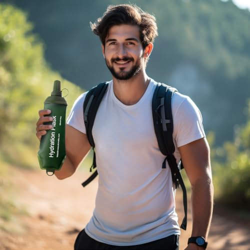 WILDREEDS 250ml Soft Flask, TPU Collapsible Soft Water Bottle for Hydration Pack, Running Vest, Folding Water Bottle for Hiking Cycling Climbing-1Pcs, Green - color: 250ml Green